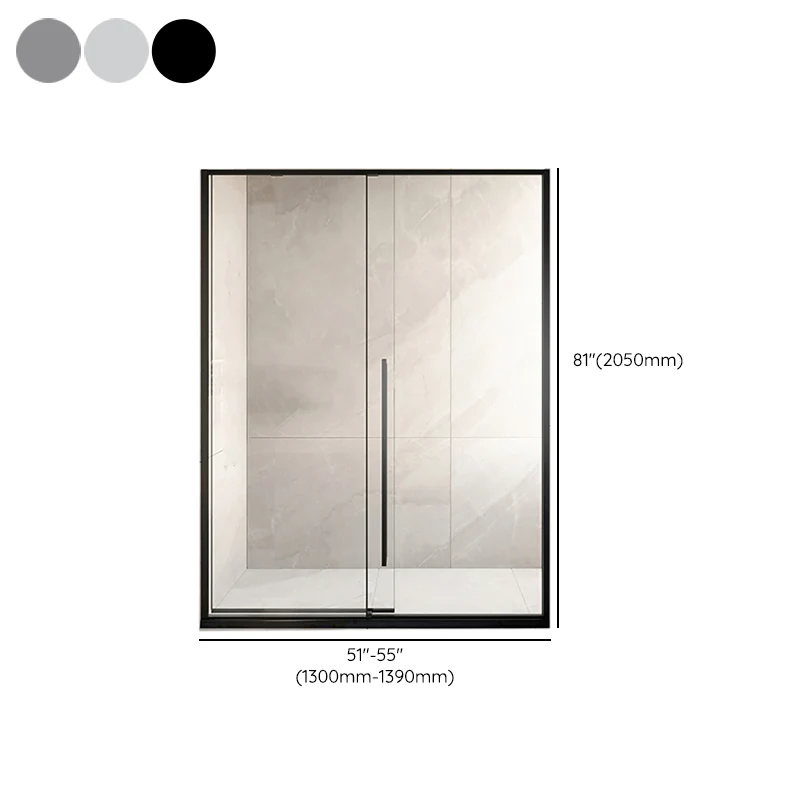Puerta de baño de ducha corrediza simple plateada Puerta de ducha semi-frameless de metal Plata Clearhalo