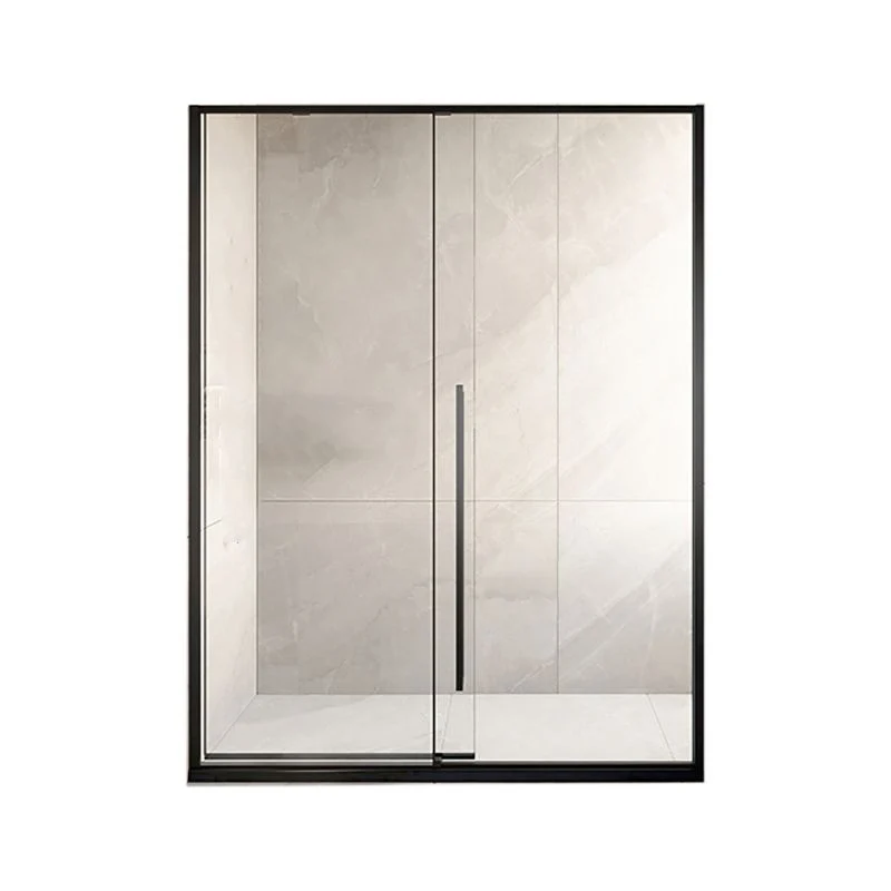 Puerta de baño de ducha corrediza simple plateada Puerta de ducha semi-frameless de metal Plata Clearhalo
