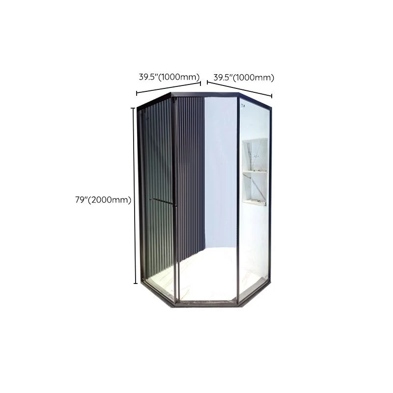 Puerta de baño de ducha corrediza simple Puertas de ducha transparentes en negro Clearhalo