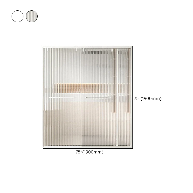 Puerta de baño de ducha doble transparente Puerta de ducha con marco blanco de metal Clearhalo