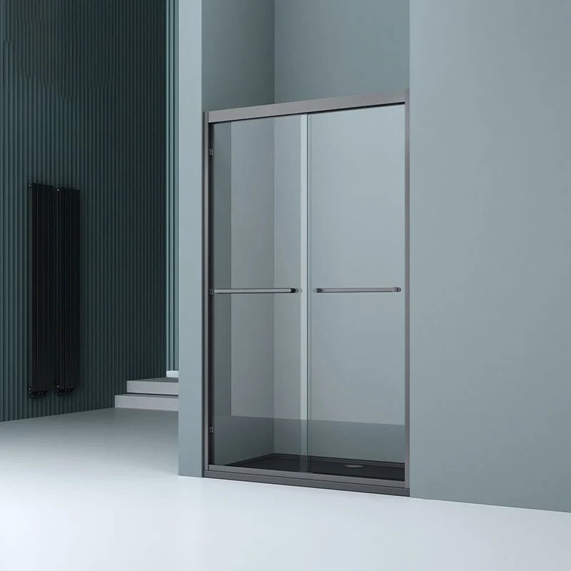 Puerta de baño de ducha doble transparente Puerta de ducha de vidrio con marco de metal Plata Clearhalo