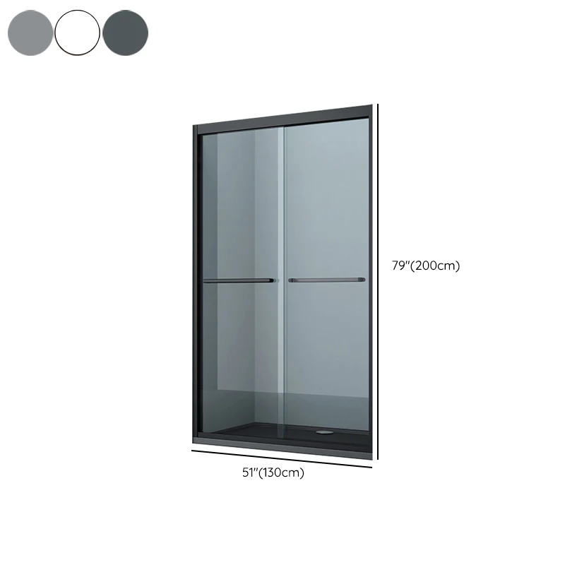 Puerta de baño de ducha doble transparente Puerta de ducha de vidrio con marco de metal Plata Clearhalo