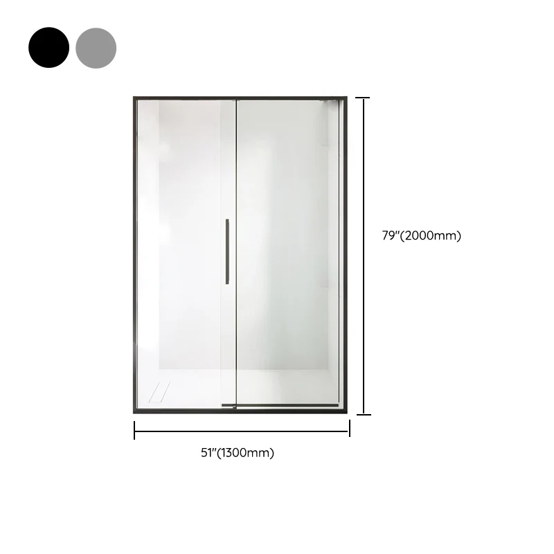 Puerta de baño de ducha negra y plateada, puerta de baño de ducha corrediza doble enmarcada Plata Clearhalo