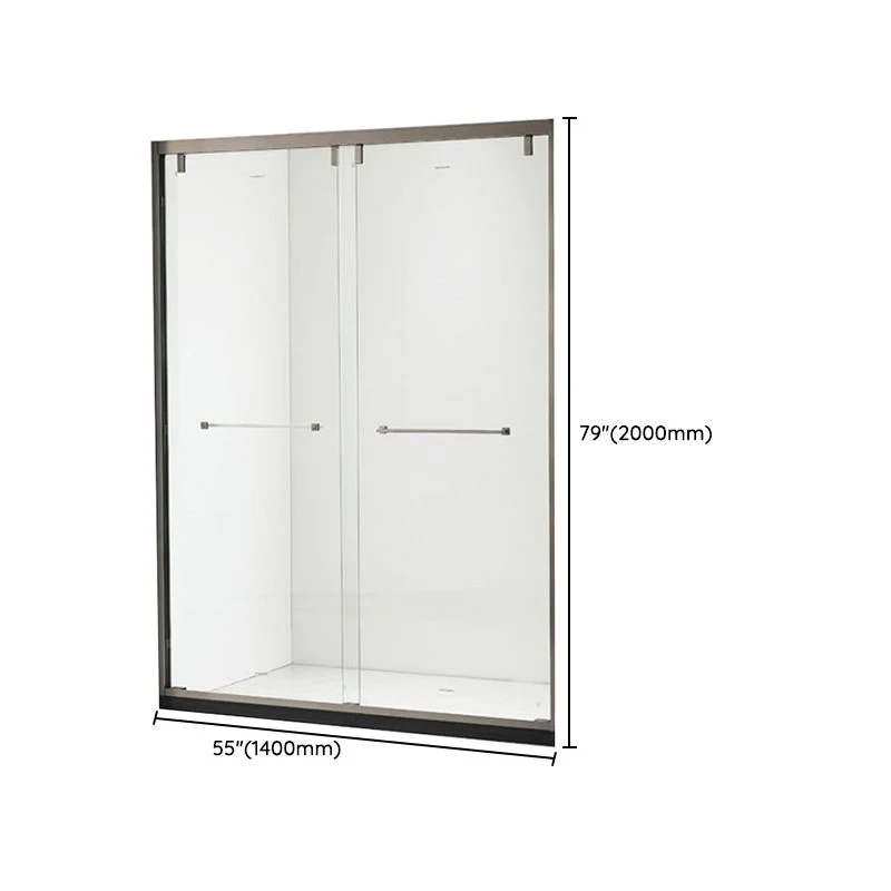 Puerta de baño de ducha semi sin marco deslizante doble Puerta de ducha con manija de acero inoxidable Clearhalo