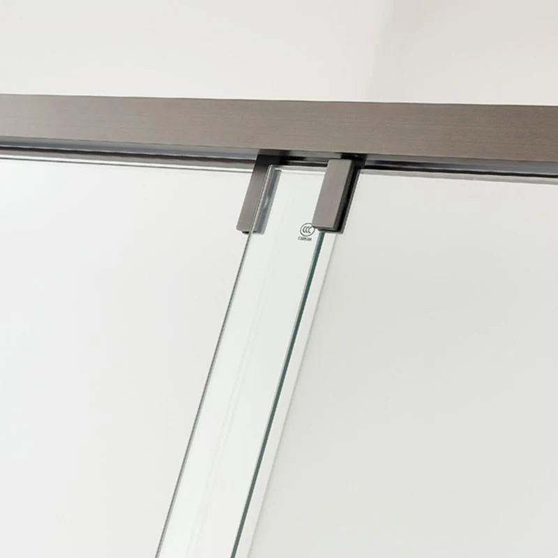 Puerta de baño de ducha semi sin marco deslizante doble Puerta de ducha con manija de acero inoxidable Clearhalo