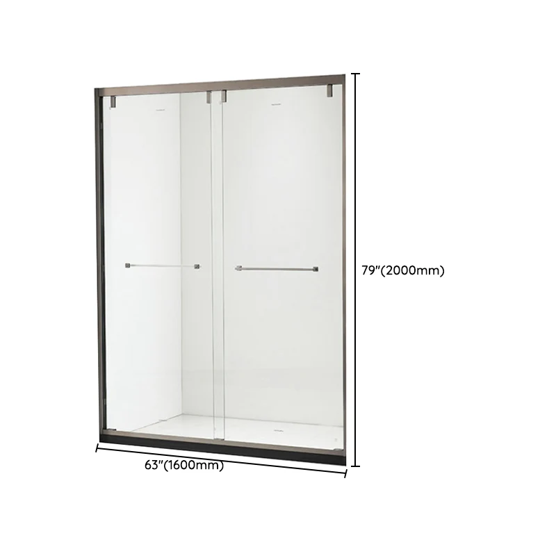 Puerta de baño de ducha semi sin marco deslizante doble Puerta de ducha con manija de acero inoxidable Clearhalo