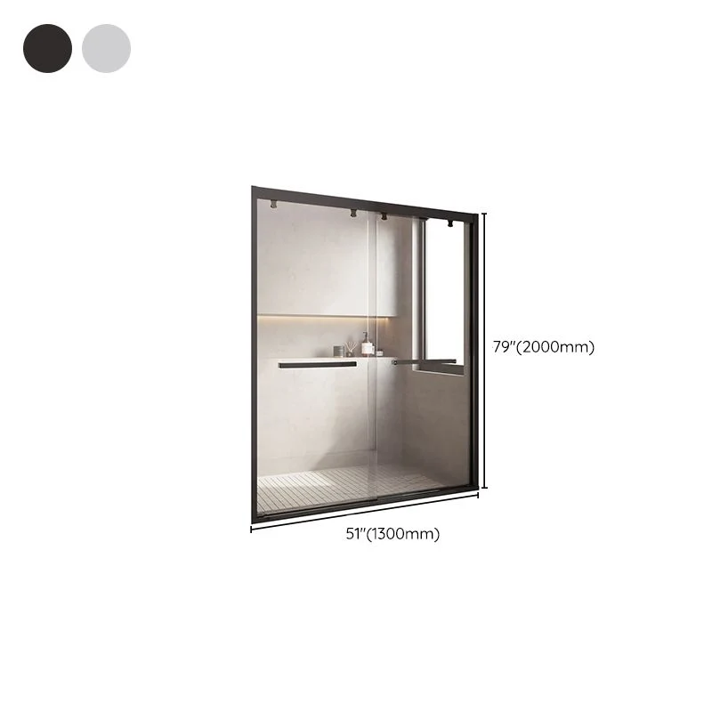 Puerta de baño de ducha semi sin marco Puerta de ducha templada deslizante doble Plata Clearhalo