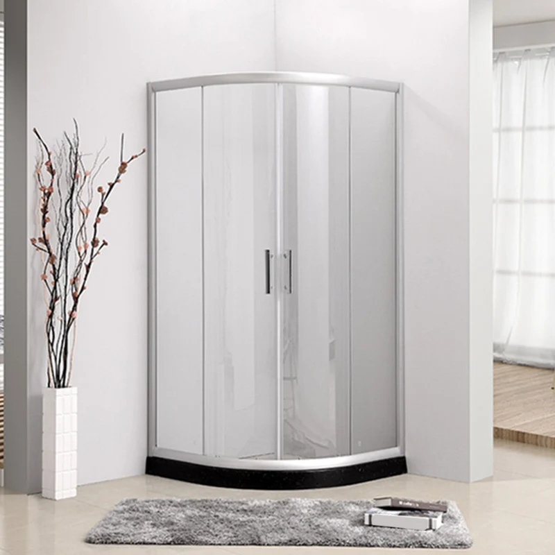 Puerta de baño de ducha Semi-Frameless Puertas de ducha corredizas dobles estampadas Clearhalo