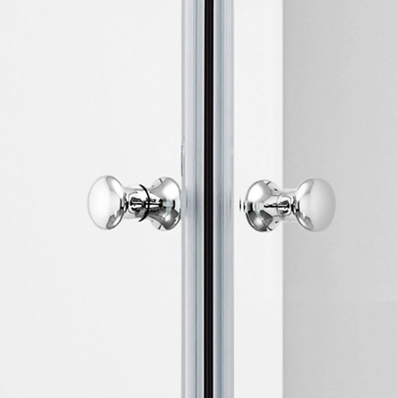 Puerta de baño de ducha sin marco con bisagra plegable de vidrio templado plateado Clearhalo