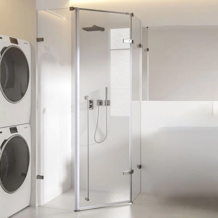 Puerta de baño de ducha sin marco Puertas de ducha templadas transparentes con bisagras Clearhalo