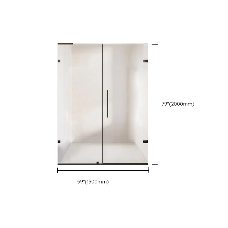 Puerta de baño de ducha templada negra Puerta de baño de ducha transparente semi-marco Clearhalo