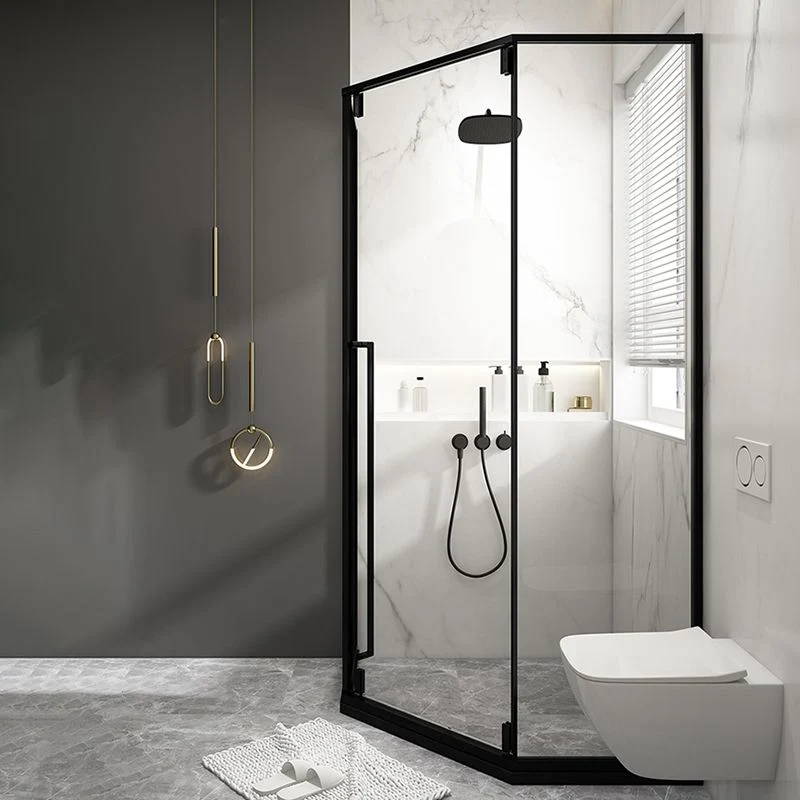 Puerta de baño de ducha templada Puerta de ducha con marco de metal transparente Clearhalo