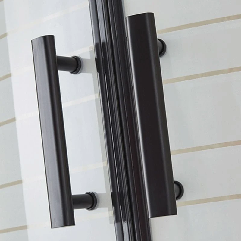 Puerta de baño de ducha templada, puertas de ducha corredizas dobles en negro Clearhalo