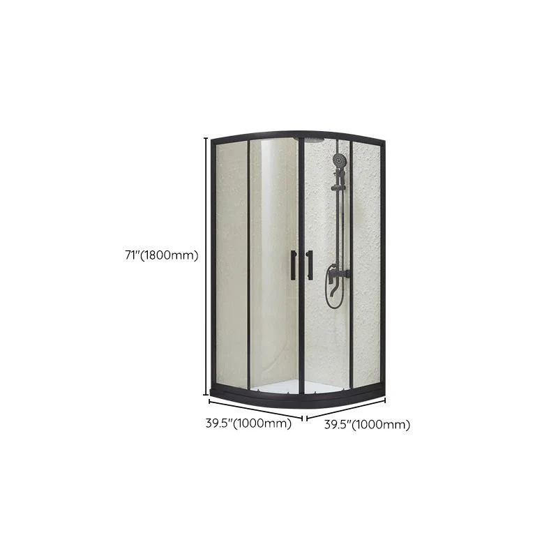 Puerta de baño de ducha templada, puertas de ducha corredizas dobles en negro Clearhalo