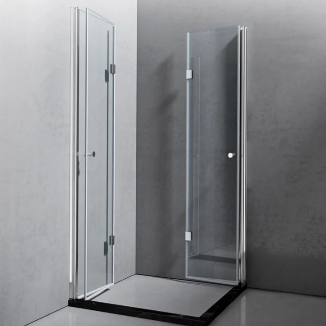 Puerta de baño de ducha templada Puertas de ducha plegables sin marco resistentes los arañazos Plata Clearhalo