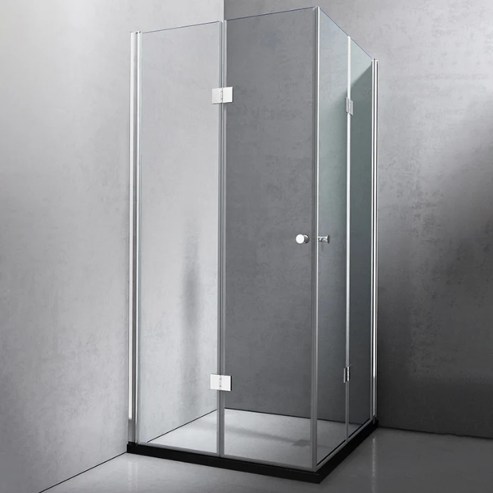 Puerta de baño de ducha templada Puertas de ducha plegables sin marco resistentes los arañazos Plata Clearhalo