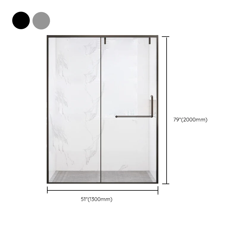 Puerta de baño de ducha templada transparente Puertas de ducha semi sin marco Negro Clearhalo