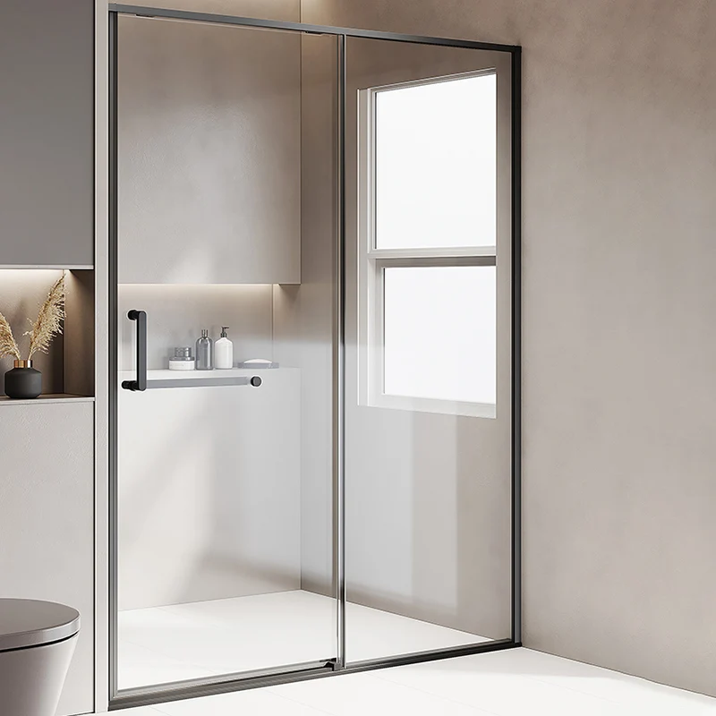 Puerta de baño de ducha transparente Puerta de baño de ducha semi sin marco Plata Clearhalo