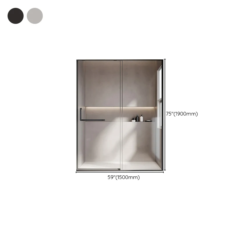 Puerta de baño de ducha transparente Puerta de baño de ducha semi sin marco Plata Clearhalo