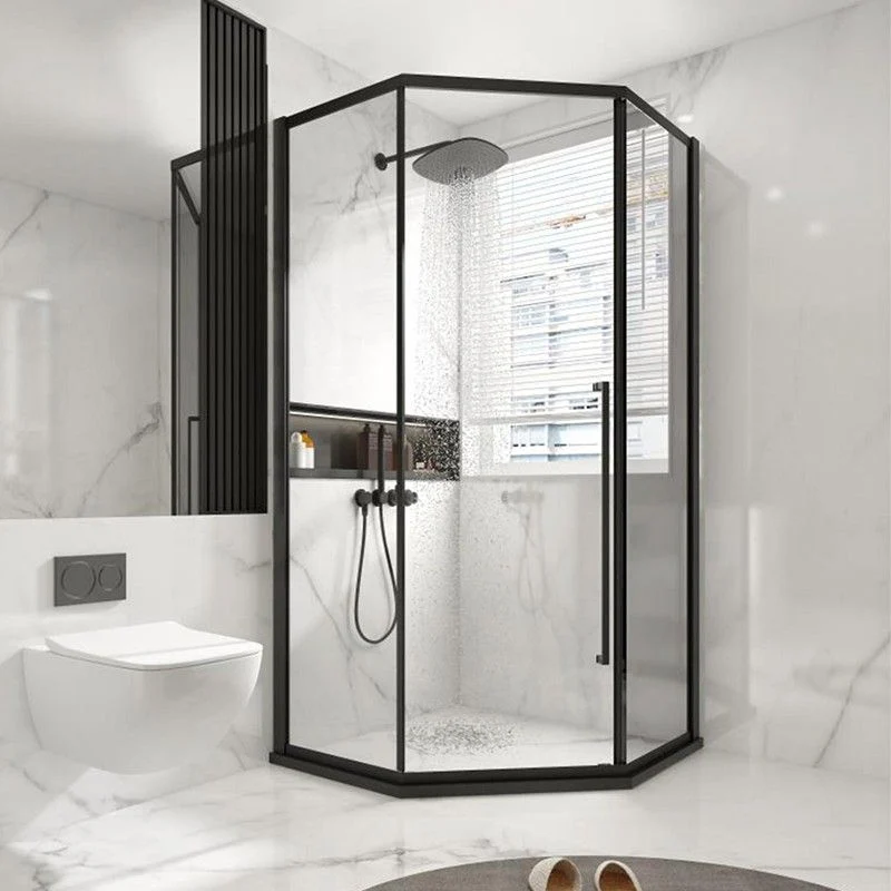 Puerta de baño de ducha transparente Puertas de ducha negras satinadas resistentes arañazos Clearhalo