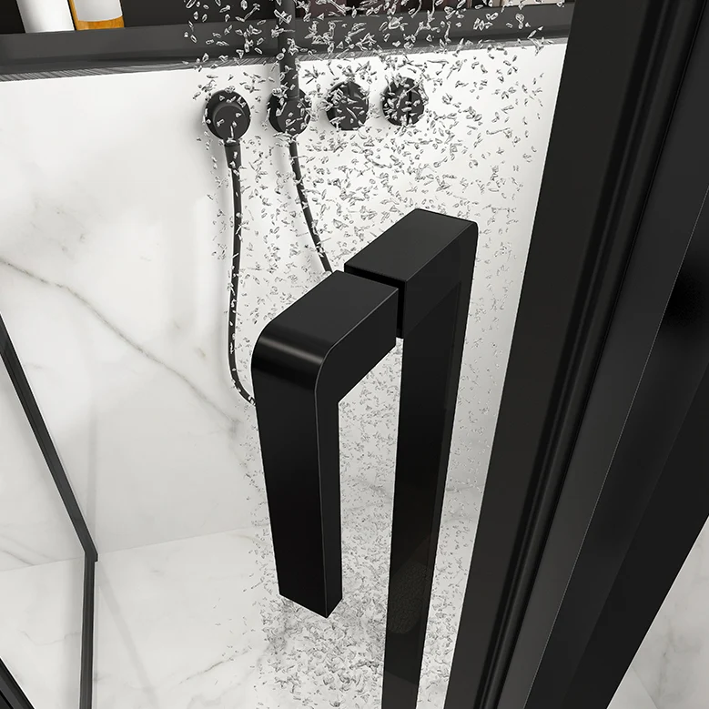 Puerta de baño de ducha transparente Puertas de ducha negras satinadas resistentes arañazos Clearhalo