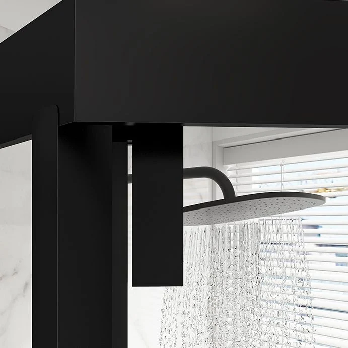 Puerta de baño de ducha transparente Puertas de ducha negras satinadas resistentes arañazos Clearhalo
