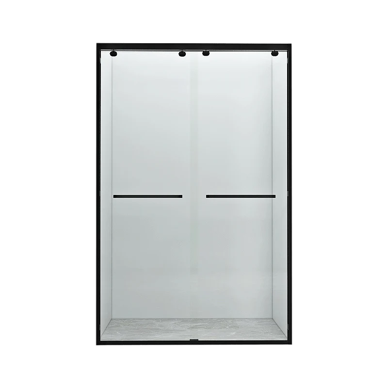 Puerta de baño de ducha transparente semi sin marco, puerta de baño de ducha corrediza doble Clearhalo