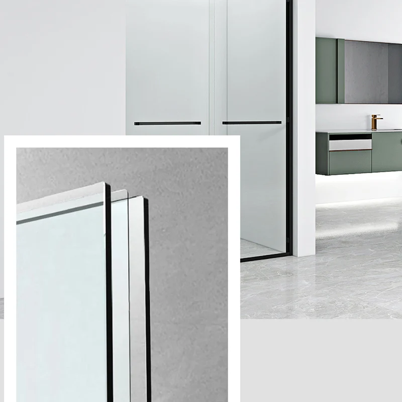 Puerta de baño de ducha transparente semi sin marco, puerta de baño de ducha corrediza doble Clearhalo