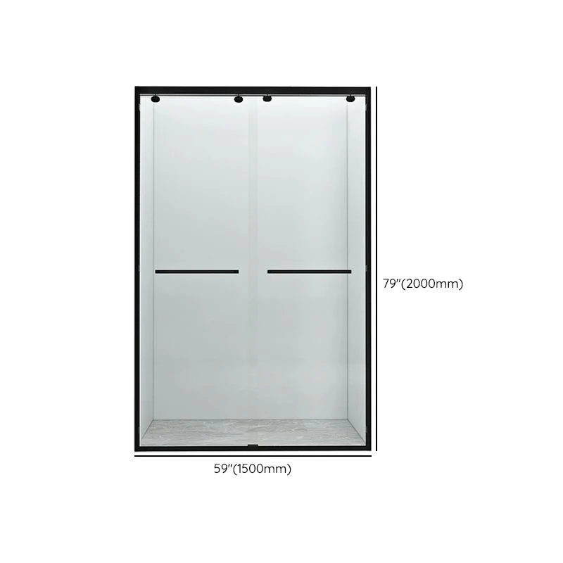Puerta de baño de ducha transparente semi sin marco, puerta de baño de ducha corrediza doble Clearhalo