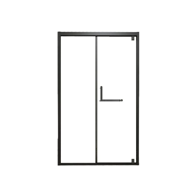Puerta de baño de ducha de vidrio y metal Puerta de ducha simple de una línea Plata Clearhalo