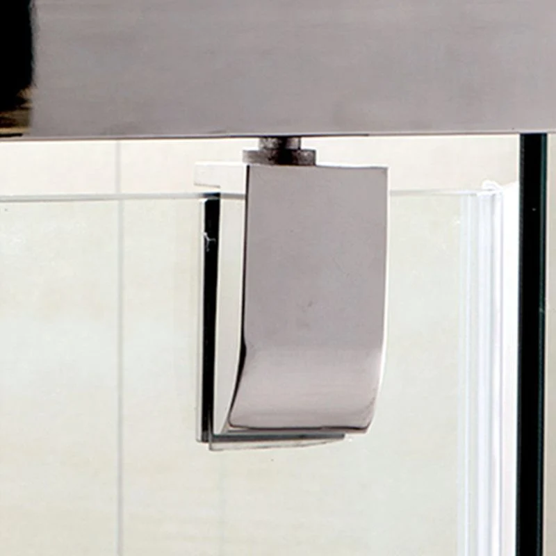 Puerta de baño de ducha de vidrio y metal Puerta de ducha simple de una línea Plata Clearhalo