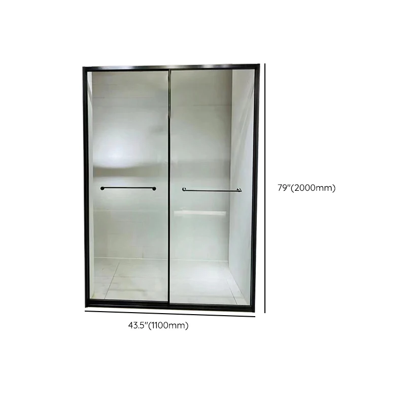 Puerta de baño de ducha de vidrio templado, puerta de ducha con marco de metal transparente deslizante Clearhalo