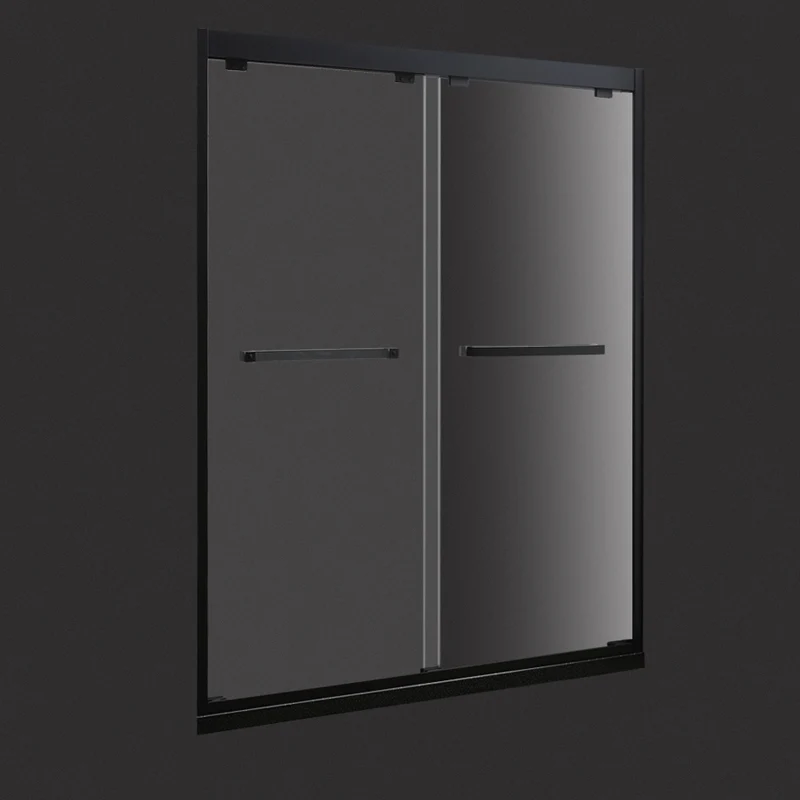 Puerta de baño de vidrio templado, puerta de ducha corrediza doble semi sin marco Plata Clearhalo