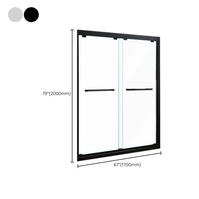 Puerta de baño de vidrio templado, puerta de ducha corrediza doble semi sin marco Plata Clearhalo