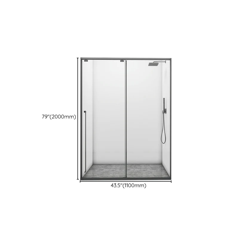 Puerta de ducha con puerta corrediza gris, puerta de ducha de vidrio templado Clearhalo