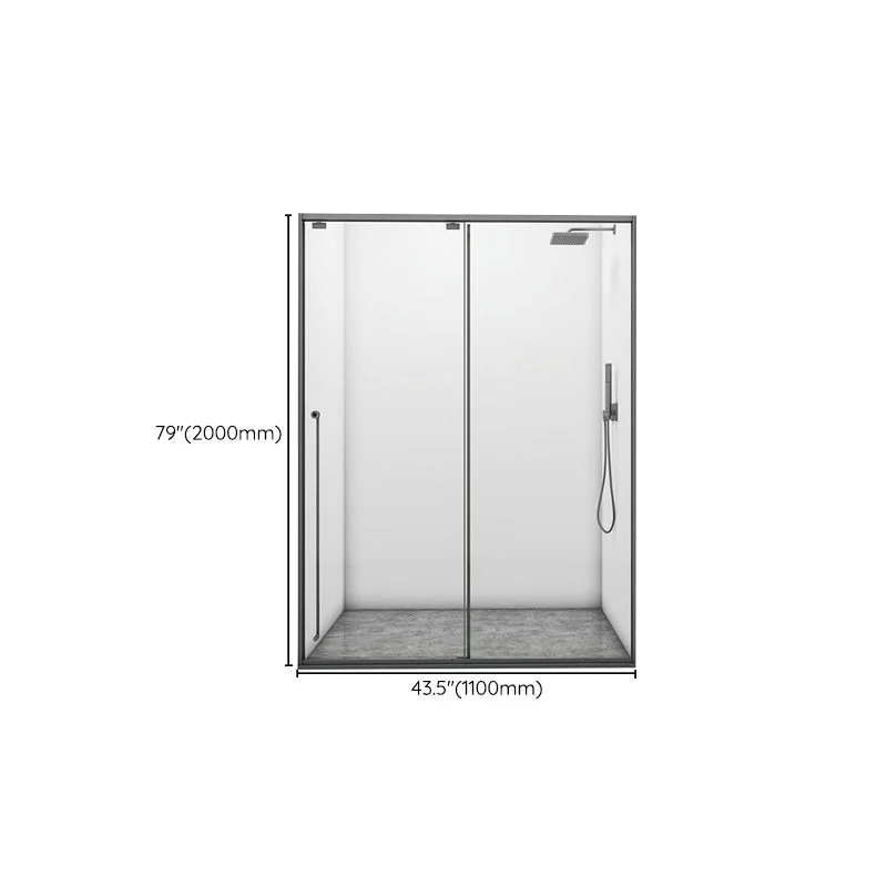 Puerta de ducha con puerta corrediza gris, puerta de ducha de vidrio templado Clearhalo