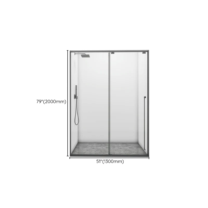 Puerta de ducha con puerta corrediza gris, puerta de ducha de vidrio templado Clearhalo