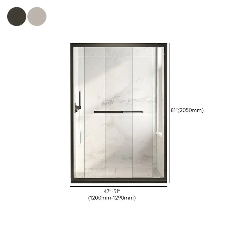 Puerta de ducha corredera simple semisin marco Puertas de ducha transparentes plateadas Negro Clearhalo