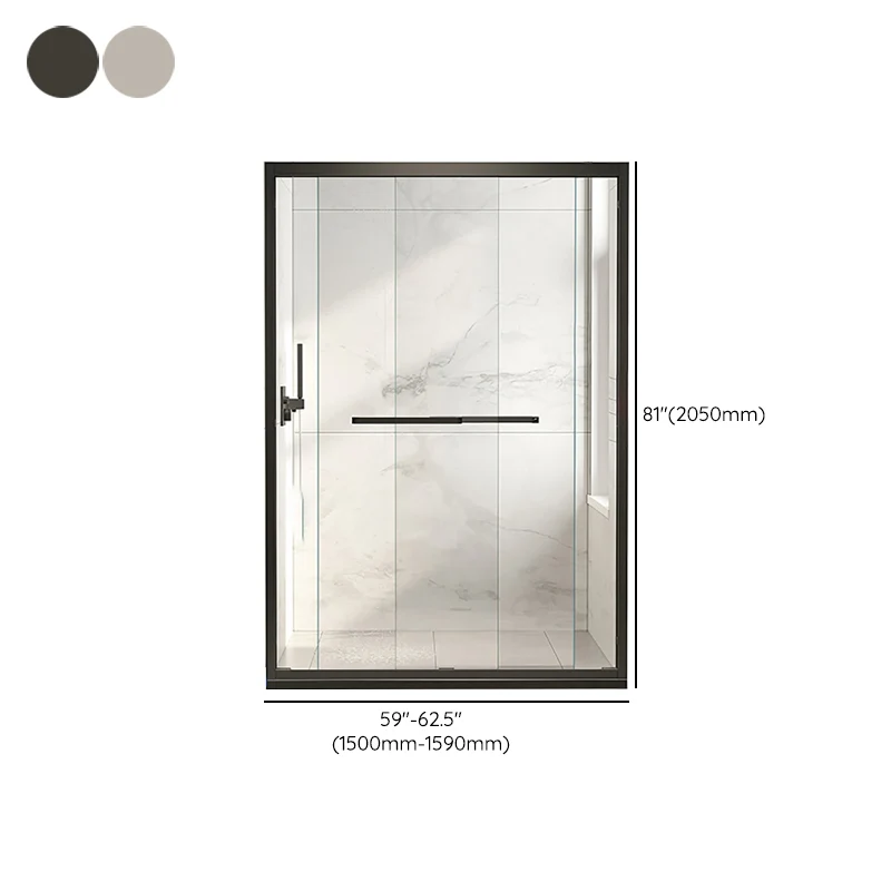 Puerta de ducha corredera simple semisin marco Puertas de ducha transparentes plateadas Negro Clearhalo