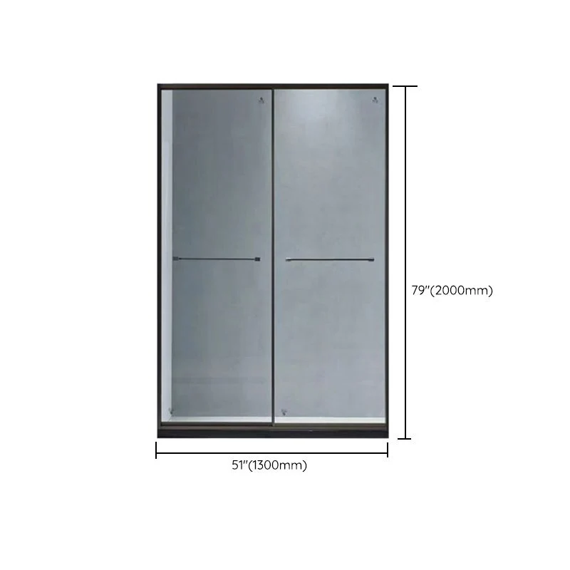 Puerta de ducha corrediza doble de marco completo extremadamente estrecha, partición unilínea para cuarto de ducha Clearhalo