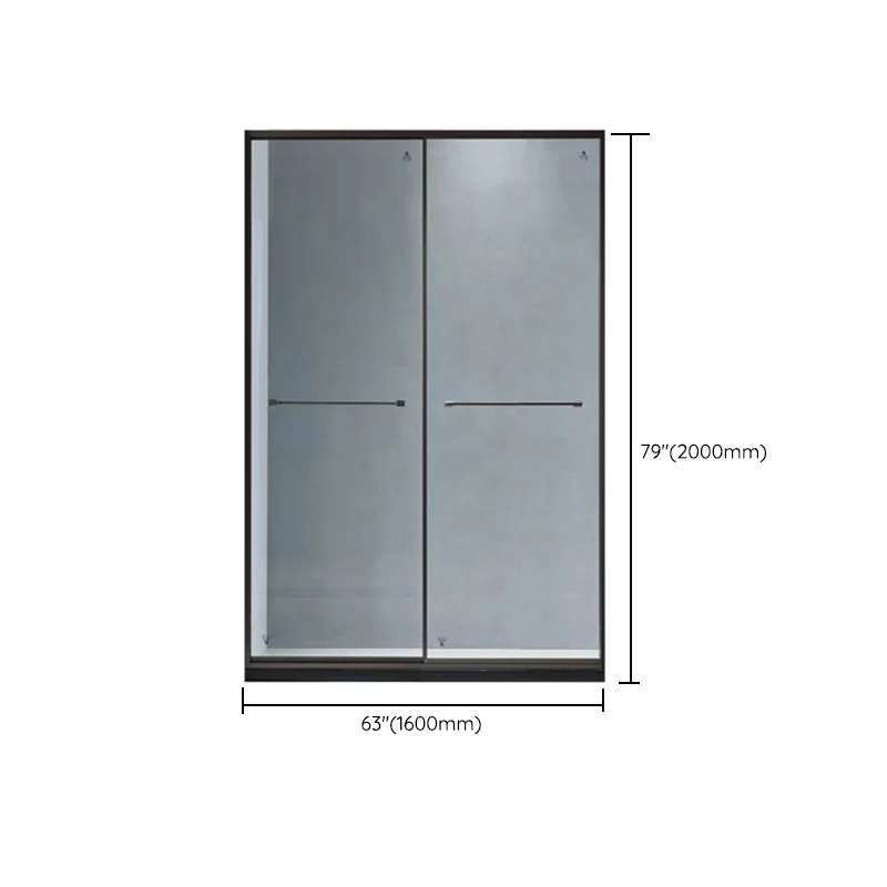 Puerta de ducha corrediza doble de marco completo extremadamente estrecha, partición unilínea para cuarto de ducha Clearhalo