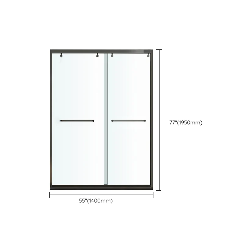 Puerta de ducha corrediza doble semisin marco de una forma, puerta de vidrio templado para baño Clearhalo
