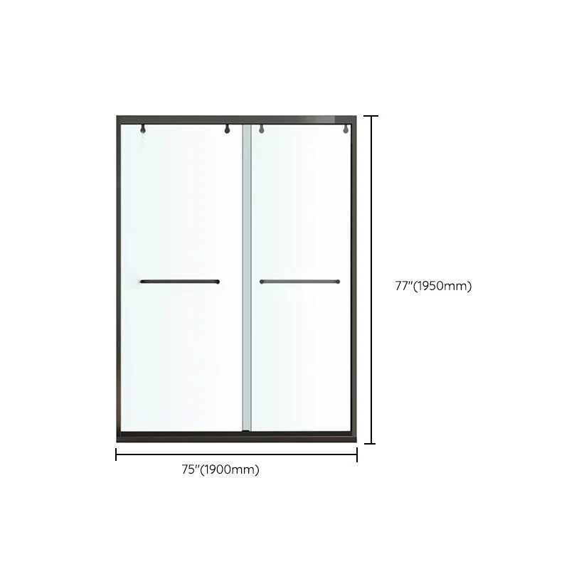 Puerta de ducha corrediza doble semisin marco de una forma, puerta de vidrio templado para baño Clearhalo
