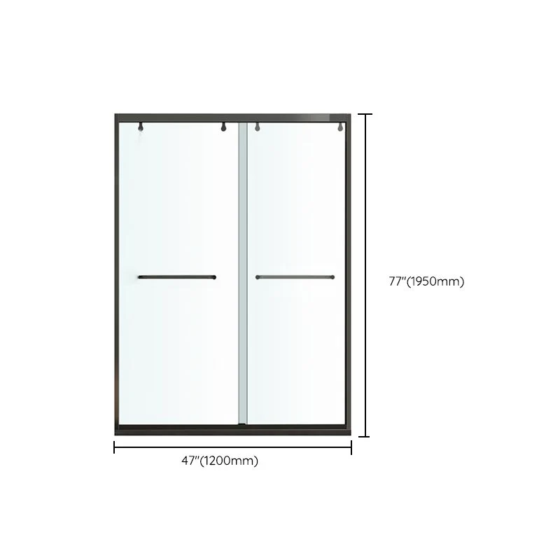 Puerta de ducha corrediza doble semisin marco de una forma, puerta de vidrio templado para baño Clearhalo