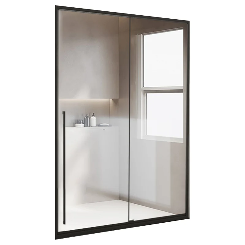 Puerta de ducha corrediza única enmarcada, puerta de baño de ducha templada transparente Plata Clearhalo
