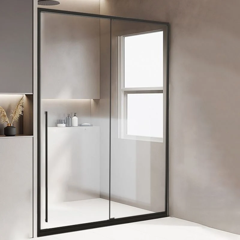 Puerta de ducha corrediza única enmarcada, puerta de baño de ducha templada transparente Plata Clearhalo