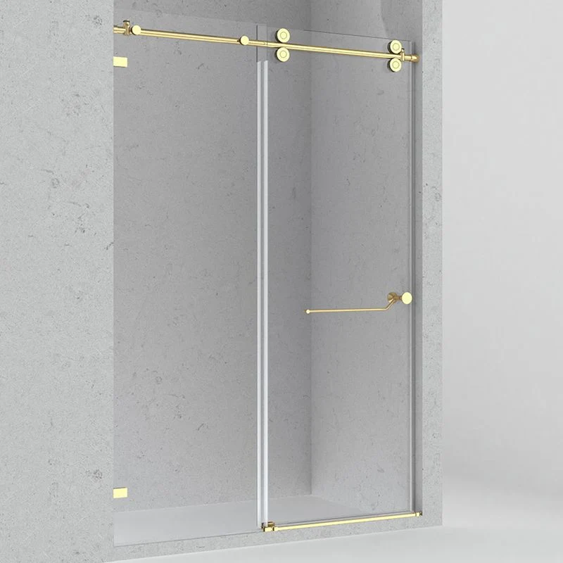 Puerta de ducha corrediza única sin marco con rueda colgante minimalista de acero inoxidable Negro Clearhalo