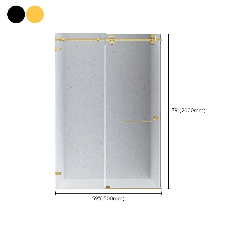 Puerta de ducha corrediza única sin marco con rueda colgante minimalista de acero inoxidable Negro Clearhalo