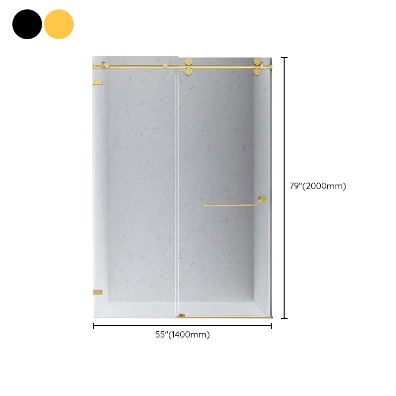 Puerta de ducha corrediza única sin marco con rueda colgante minimalista de acero inoxidable Negro Clearhalo