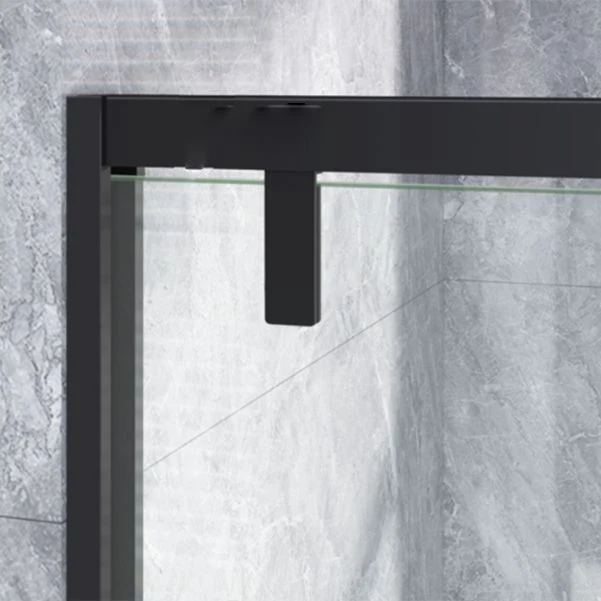 Puerta de ducha deslizante doble transparente con marco metálico, puertas de baño y ducha Clearhalo